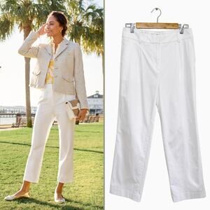Talbots White Cotton Straight Leg Pleated Pants Size 6 – Classic Summer Trousers